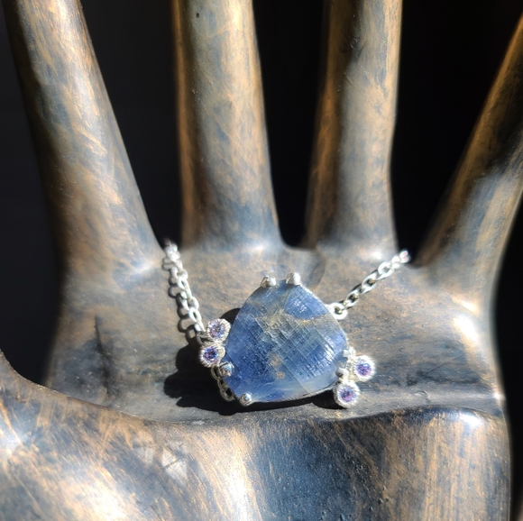 28k sapphire & Amethyst Sterling bracelet 8" adjustable - Picture 8 of 8